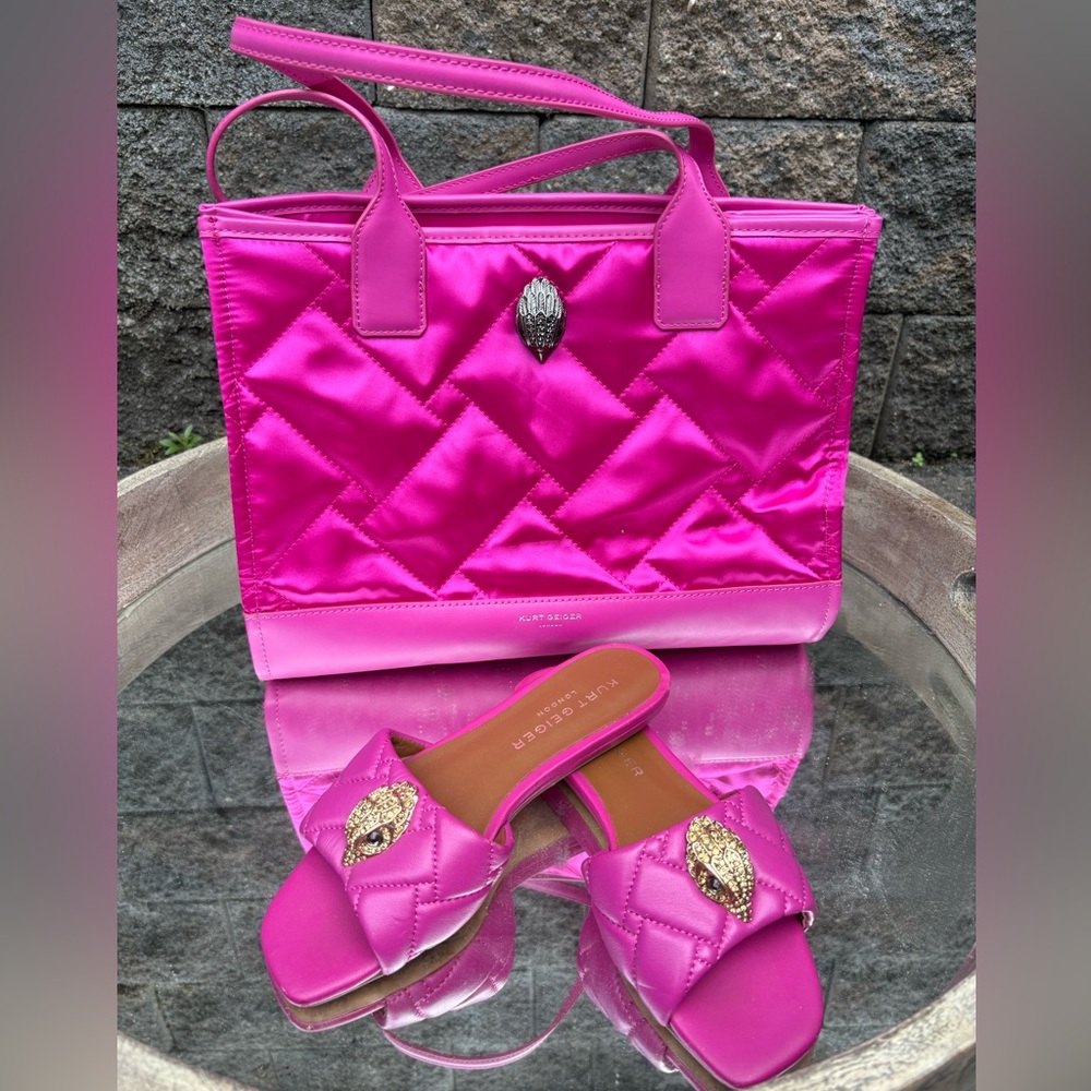 Kurt Geiger Fuchsia Quilted Tote and Sandals